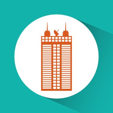 Bina ve kule simgesi. Şehir tasarımı. Vektör grafiği