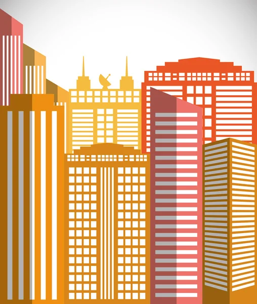 Edificio e torre icona. Progettazione urbana. Grafico vettoriale — Vettoriale Stock