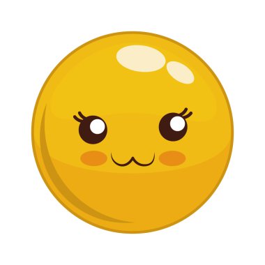 Kawaii yüz simgesi. Karikatür yüz tasarımı. Vektör grafiği