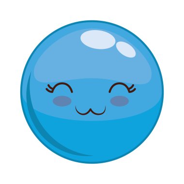 Kawaii yüz simgesi. Karikatür yüz tasarımı. Vektör grafiği