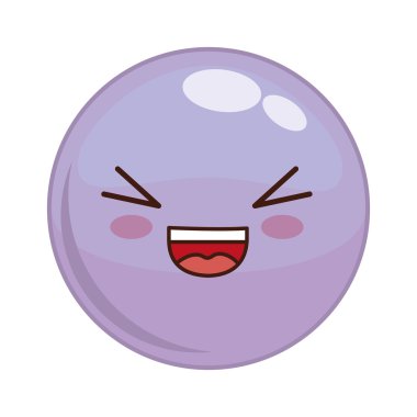 Kawaii yüz simgesi. Karikatür yüz tasarımı. Vektör grafiği