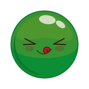 Kawaii yüz simgesi. Karikatür yüz tasarımı. Vektör grafiği