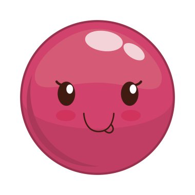 Kawaii yüz simgesi. Karikatür yüz tasarımı. Vektör grafiği