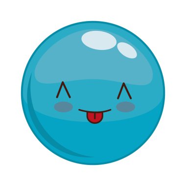 Kawaii yüz simgesi. Karikatür yüz tasarımı. Vektör grafiği