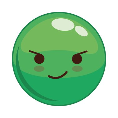 Kawaii yüz simgesi. Karikatür yüz tasarımı. Vektör grafiği