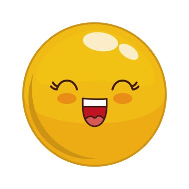 Kawaii yüz simgesi. Karikatür yüz tasarımı. Vektör grafiği