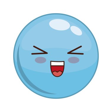 Kawaii yüz simgesi. Karikatür yüz tasarımı. Vektör grafiği