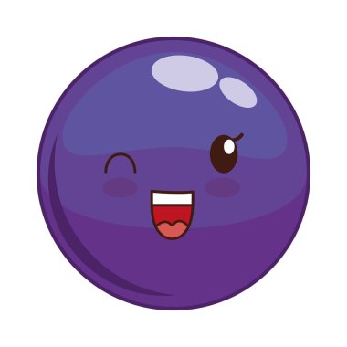 Kawaii yüz simgesi. Karikatür yüz tasarımı. Vektör grafiği