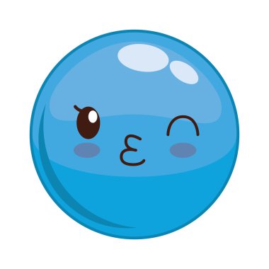 Kawaii yüz simgesi. Karikatür yüz tasarımı. Vektör grafiği