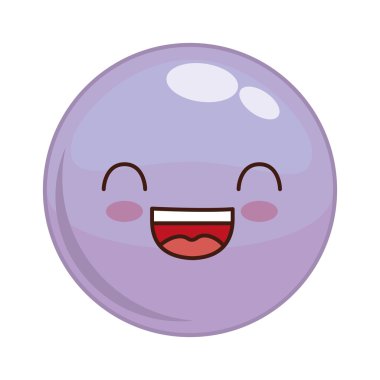 Kawaii yüz simgesi. Karikatür yüz tasarımı. Vektör grafiği