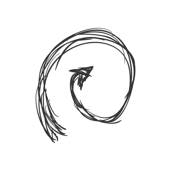 Bosquejo y círculo icono de flecha. Diseño de dirección. Gráfico vectorial — Vector de stock