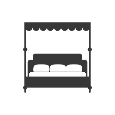 Yatak siluet simge. Dinlenme ve uyku tasarım. Vektör grafiği