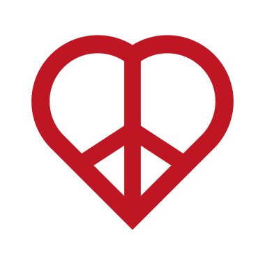 Kalp şekli simgesi. Sevgi ve barış tasarım. Vektör grafiği