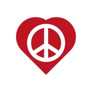 Kalp şekli simgesi. Sevgi ve barış tasarım. Vektör grafiği