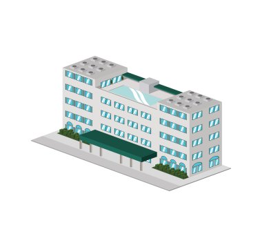 Bina simgesi. Otel tasarımı. Vektör grafiği