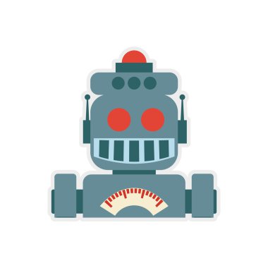 Robot çizgi film simgesi. Makina Tasarımı. Vektör grafiği