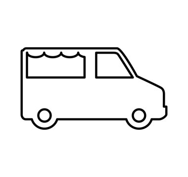 Gıda kamyon simgesi. Ulaşım tasarım. Vektör grafiği