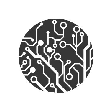 Devre kartı daire simgesi. Teknoloji tasarımı. Vektör grafiği