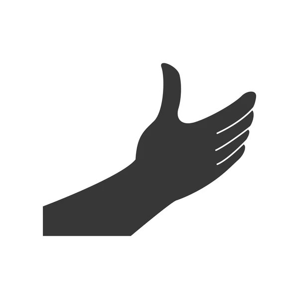 Icono de silueta de mano humana. Diseño de gestos. Gráfico vectorial — Vector de stock