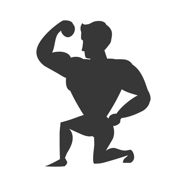 Icona dell'uomo muscolare. Bodybuilder design. Grafico vettoriale — Vettoriale Stock