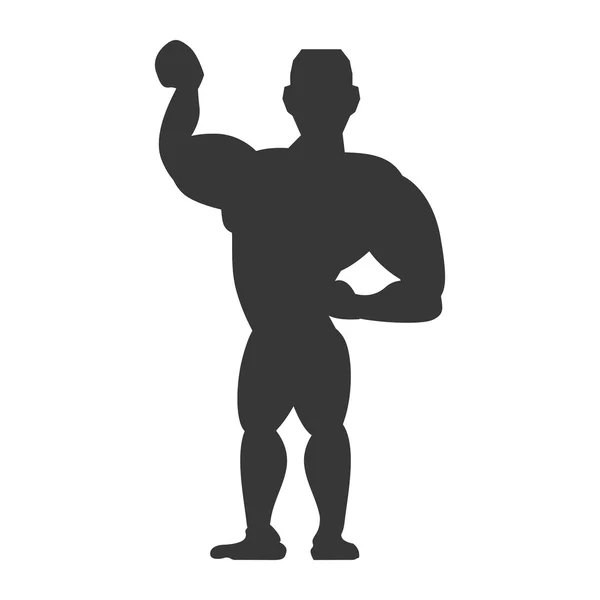 Икона человека-мускула. Дизайн бодибилдера. Векторная графика — стоковый вектор