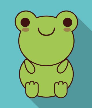 Kawaii kurbağa simgesi. Sevimli hayvan. Vektör grafiği