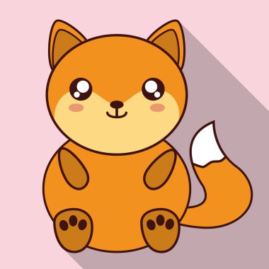 Kawaii fox simgesi. Sevimli hayvan. Vektör grafiği