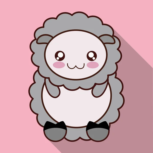 Kawaii Schafe Symbol. Niedliches Tier. Vektorgrafik — Stockvektor