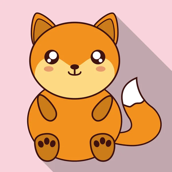 Kawaii fox ikona. Słodkie zwierzęta. Grafika wektorowa — Wektor stockowy