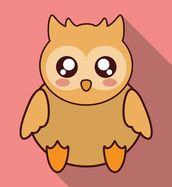 Kawaii owl icon. Cute animal. Vector graphic — Stock Vector