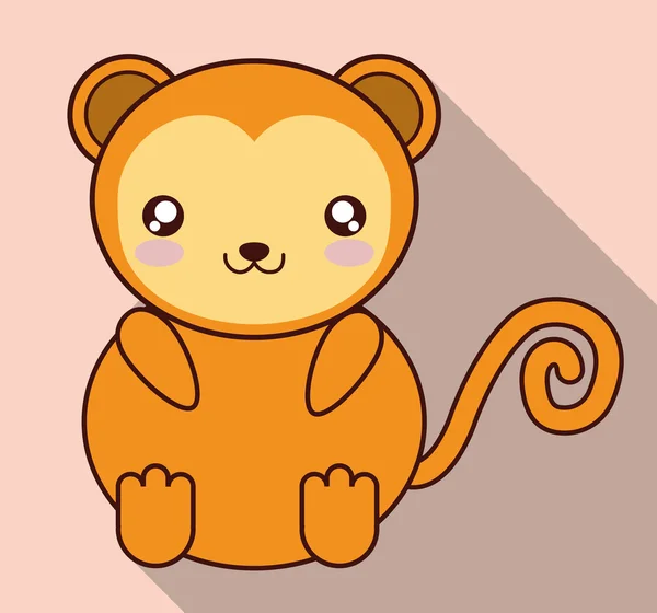 Kawaii monkey icon. Cute animal. Vector graphic — Stock Vector