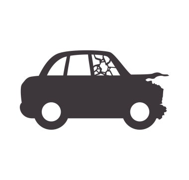 Araba kazası simgesi. Sigorta ve koruma tasarımı. Vektör grafiği