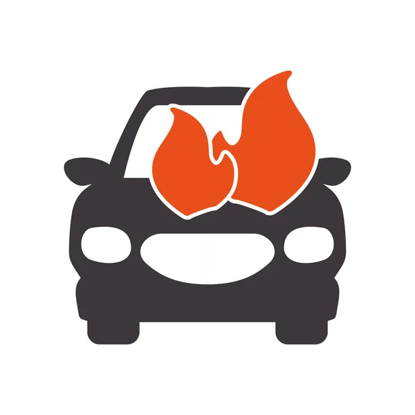 Carro no ícone de fogo. Projeto de seguro e proteção. Vector graphi —  Vetores de Stock