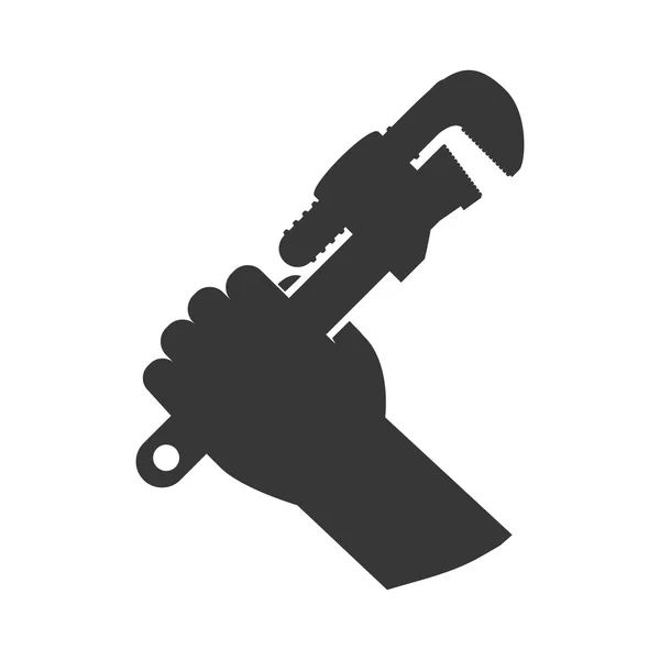 Ícone de silhueta de chave e mão. Design de ferramentas. Gráfico vetorial —  Vetores de Stock