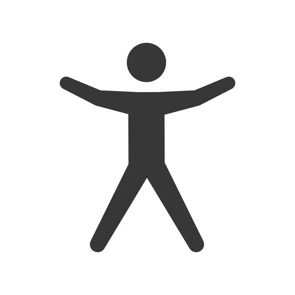 Pittogramma icona di salto. Persona che fa action design. Grafico vettoriale — Vettoriale Stock