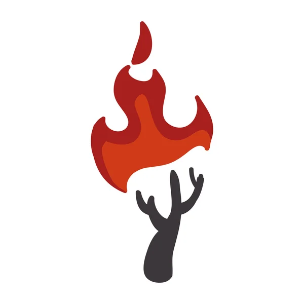 Torrt träd på elden ikon. Naturkatastrof design. Vektorgrafik — Stock vektor