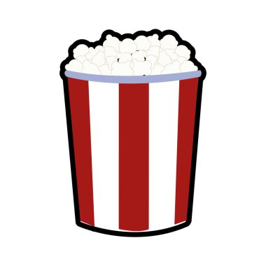 Pop corn simgesi. Sinema ve gıda kavramı. Vektör grafiği