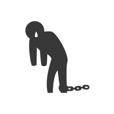 Suçlu ve hapse simgesi. Piktogram tasarım. Vektör grafiği