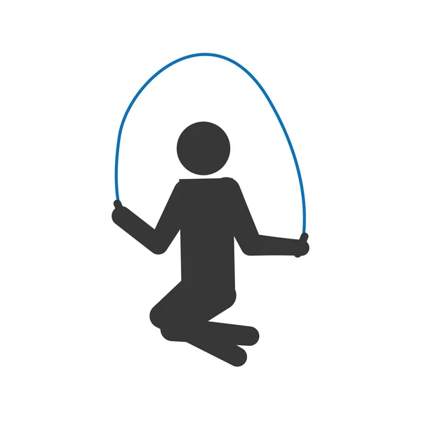 Pictograma pulando com ícone de corda. Pessoa fazendo design de ação. Ve —  Vetores de Stock