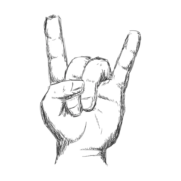 Icono del gesto de la mano. Diseño de música rock. Gráfico vectorial — Vector de stock