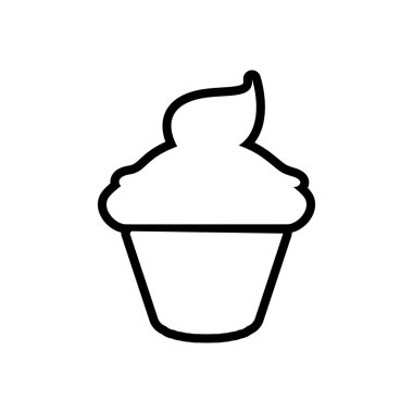 Kek cupcake siluet simge. Fırın tasarımı. Vektör grafiği
