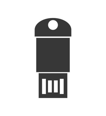 USB siluet simge. Becerikli alet ve teknoloji tasarım. Vektör grafiği