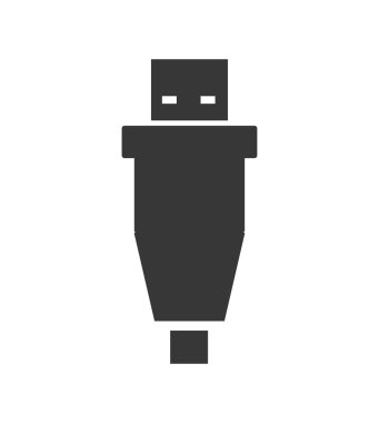 USB siluet simge. Becerikli alet ve teknoloji tasarım. Vektör grafiği