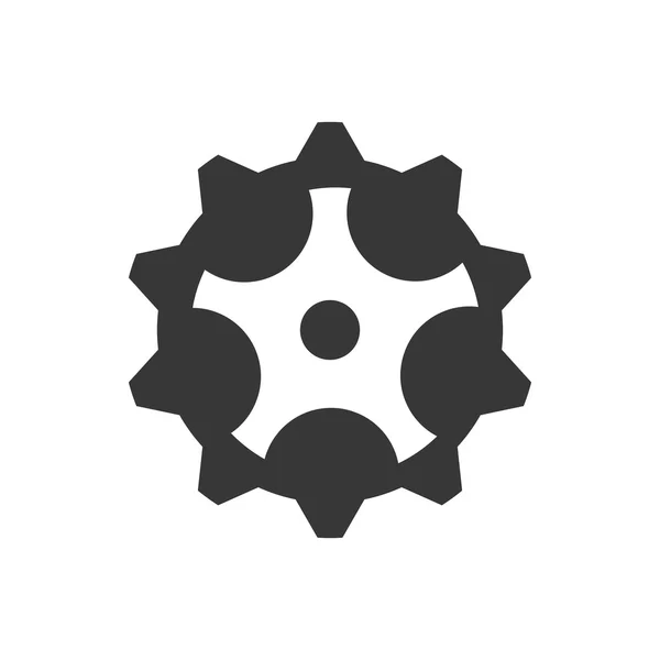 Getriebe-Symbol. Maschinenbauteilkonstruktion. Vektorgrafik — Stockvektor