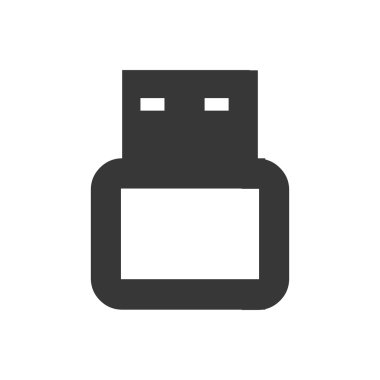 USB siluet simge. Becerikli alet ve teknoloji tasarım. Vektör grafiği