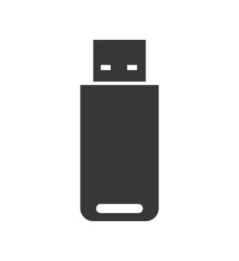 USB siluet simge. Becerikli alet ve teknoloji tasarım. Vektör grafiği
