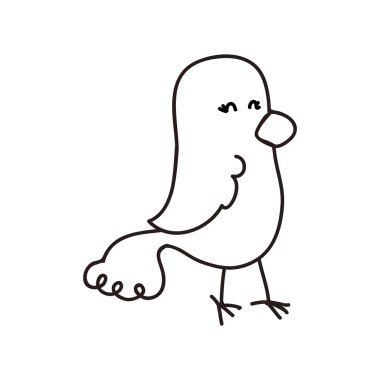 Kuş çizgi film simgesi. Şirin hayvan tasarımı. Vektör grafiği