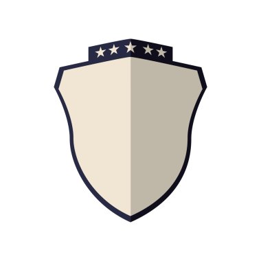 Yıldız simgesi ile kalkan. Etiket tasarımı. Vektör grafiği