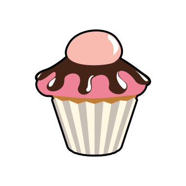 Kek cupcake simgesi. Fırın tasarımı. Vektör grafiği