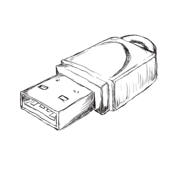 Usb 스케치 아이콘입니다. 가제트 및 기술 설계입니다. 벡터 그래픽 — 스톡 벡터